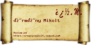 Örmény Mikolt névjegykártya